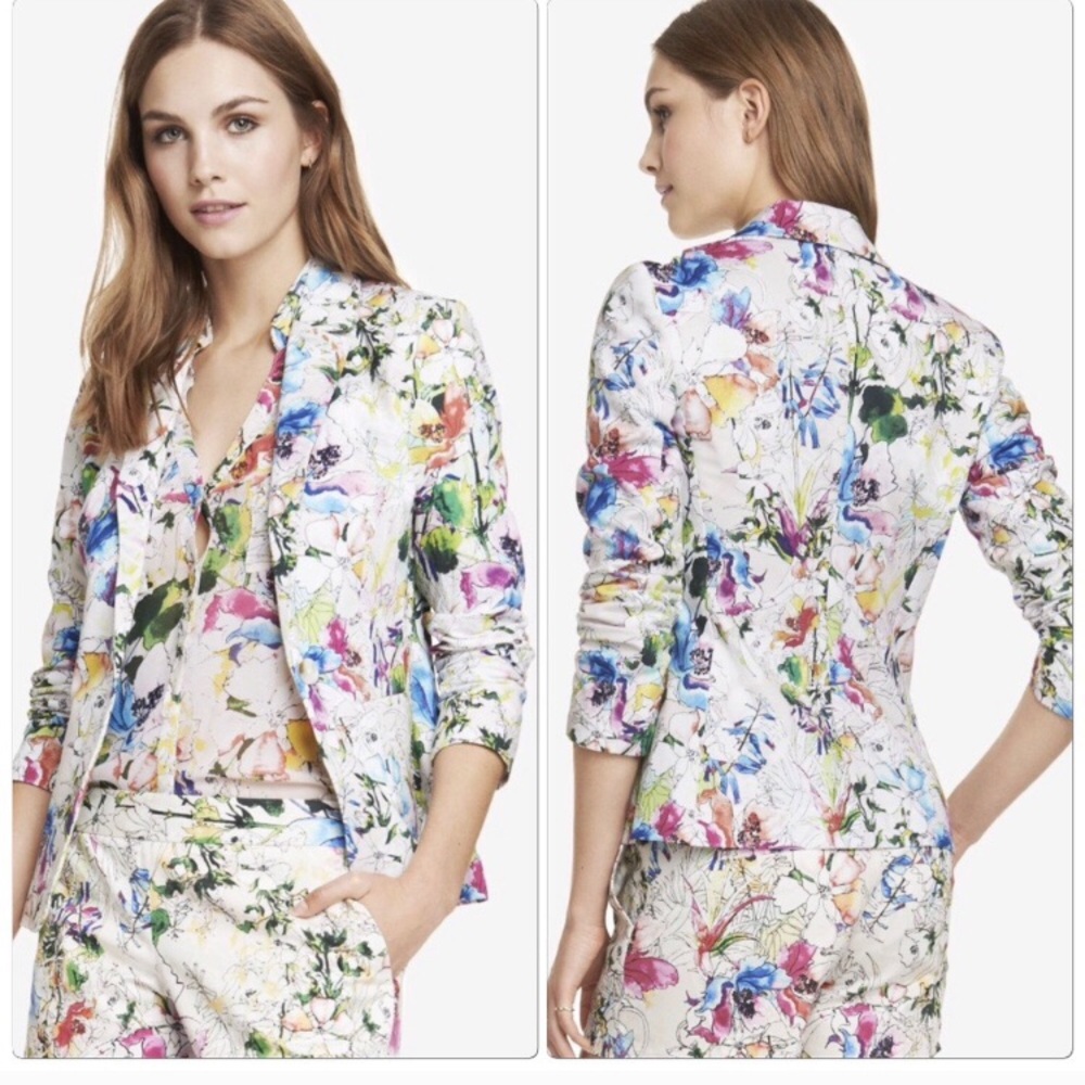 COPY - Express Watercolor Floral Blazer Suit Jacket
